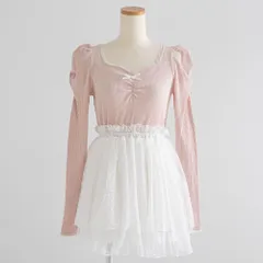 夢展望公式 [新品未使用] チュールドッキングミニワンピース [ピンクベージュ] 他カラー別ページ有  ワンピース カットソーワンピース（長袖） 535071-02