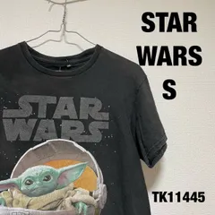STAR WARS Tシャツ 半袖 S ブラック ビッグプリント キャラクター ベビーヨーダ DISNEY スターウォーズ かわいい 映画 古着 TK11445