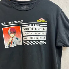 古着 L 半袖 黒　アニメ　僕のヒーローアカデミア　ヒロアカ　ショート　轟焦凍　漫画T まんが