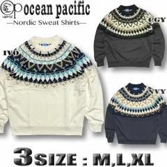 OP オーシャンパシフィック サーフブランド メンズ トレーナー ドロップショルダー ワイドシルエット ノルディック柄ニット切り替え スウェットシャツ ocean pacific【SALE セール】532152