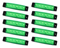12V車用 緑色 LED サイドマーカー ランプ 6連 汎用 10個セット トレーラー 軽トラ デイライト グリーン発光