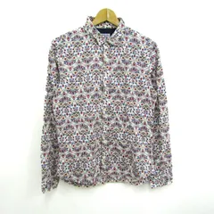 ニコルクラブ 長袖シャツ コットン100% 総柄 ブランド トップス メンズ 46サイズ ホワイト×ネイビー×レッド NICOLE CLUB 【中古】