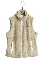 【お得なクーポン配布中!】 パタゴニア ロスガトス フリース ベスト レディース М 程/ ハイ パイル ボア 重ね着 前開き フルジップ アウトドア ハイネック ベージュ