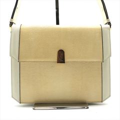 良品 YSL イヴサンローラン リザード レザー ショルダー バッグ 肩掛け ヴィンテージ ホワイト ベージュ レディース かばん 鞄 k5984