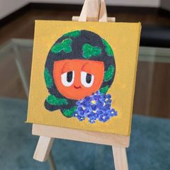 スイヘイとお花　ミニキャンバス　ミニイーゼル付き
