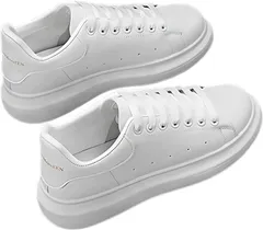 お洒落なファッションと雑貨fuwashop 厚底スニーカー 3cm レディース 可愛い レザー 白 黒 ローカット 滑り止め 脚長効果 歩きやすい 疲れない 通気性 韓国ファッション 20代 30代 40代(ホワイト,  24.5 cm)