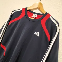 ☆old adidas ゲームシャツ トレーニングウェア ロンT プルオーバー CLIMACOOL トップス メンズ サイズO ネイビー パフォーマンスロゴ オールド アディダス ブランド古着 USED