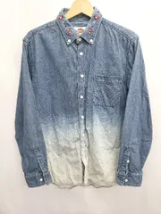 ◇ Θ Dickies ディッキーズ グラデーション 長袖 デニム シャツ サイズL ネイビー ライトブルー系 メンズ E  【1411130016172】