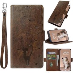 BASIO Active SHG09 / BASIO Active2 SHG12 ケース 手帳型 シンプルスマホ6 ケース 手帳型 Simple Sumaho6 A201SH ケース 手帳型 かわいい猫のスマホケース(リストストラップ付き) カード入れ収納 0