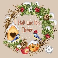★NEW★🟦⬜🟥フランス クロスステッチ チャート図案 👑 ANNICK ABRIAL 🔶il etait une fois l'hiver🔶◆昔からの冬◆ 輸入クロスステッチ 手芸 刺繍 花 鳥 リース 季節
