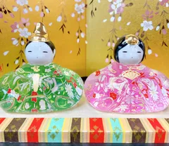 新品 雛飾り【花の舞 座り雛】ひな祭り ガラス製 雛人形 初節句 クリスタル親王雛 女の子お誕生祝い ミニチュアお雛様