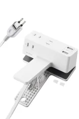 エレコム 電源タップ クリップ 1.5m [ 3個口 USB-A×2 ] 雷ガード 極性対応 吊り下げ ほこりシャッターのサムネイル