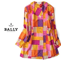 イタリア製◆BALLY◆極上◆最高級シルク100% 幾何学ペインティングプリント アシンメトリー ロング シャツ ブラウス ◆バリーのサムネイル