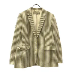 ポールスミス 日本製 ストライプ柄 テーラードジャケット 42 ホワイト×ブラック Paul Smith レディース