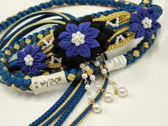 平和屋着物●和装小物　振袖用帯締め　装飾　つまみ細工　パール　金糸　撚り房　逸品　未使用　未使用　AAAV1735ay