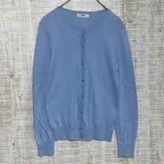 NATURAL BEAUTY BASIC ナチュラルビューティーベーシック　レディース　トップス　カーディガン　ニット　セーター　薄手　羽織り　長袖　リブ袖　フロントボタン　ラウンドネック　無地　ブルー　オフィス　通勤　シンプル　上品　s276h196