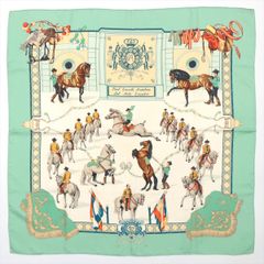 エルメス　HERMES カレ90 グリーン系　王立アンダルシア馬術学校　スカーフ