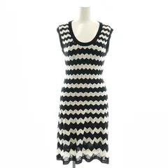 エムミッソーニ M MISSONI ノースリーブ ニットワンピース ミモレ ロング 40 黒 ブラック 白 ホワイト /AT ■OS