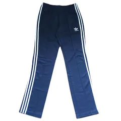 古着 adidas アディダス トラックパンツ トレフォイルロゴ 3ライン ネイビー M 256-54