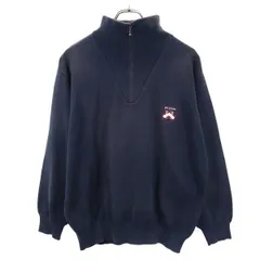 トミーヒルフィガー 90s オールド ハーフジップ ニット L ネイビー系 TOMMY HILFIGER 長袖 セーター メンズ 【中古】  【230331】
