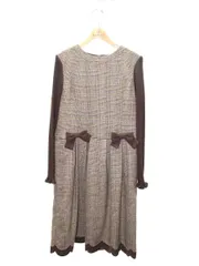ギャラリービスコンティ 1428866 ワンピース 3 ブラウン 袖ニット＆裾スカラップ グレンチェックワンピース IT6H4G38KQVK