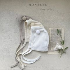 【即納】モンベベ ボンボンリブボンネット　monbebe ポンポン ベビー帽