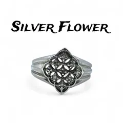 【繊細な装飾】フラワーモチーフ Silver 刻印 90s Vintage Design Ring シルバー ヴィンテージ デザイン リング 16号 指輪 クラシック