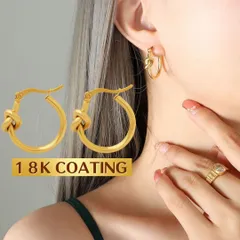 フープピアス k18 ゴールド ノット 結び目ピアス ピアス