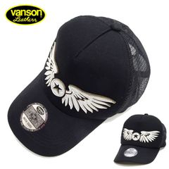 バンソン メッシュキャップ VANSON レザー叩き付け ピンバッジ付き 帽子 NVCP-2504 フライングスター 新品