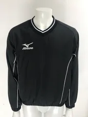 【USED】MIZUNO ミズノ ポリエステル 中綿 Vネック 長袖 ブルゾン スニード ロゴ刺繍 ブラック 黒 メンズ SS ゴルフウェア