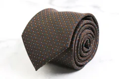 ポロクラブ ブランド ネクタイ ドット 小紋柄 PO メンズ ブラウン POLO CLUB 【中古】