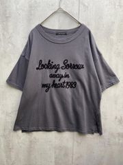 vandash バンダッシュ しまむら 半袖 チェーンステッチ刺繍 Tシャツ sizeL/グレー ■◆レディース