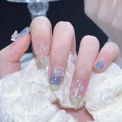 【在庫処分】チップ 24枚入り ネイルチップ ショート つけ爪 春夏 ネイルチップ 人気 和風 ネイル かわいい シンプル おしゃれ 成人式 入学式 卒業式 結婚式 パーティー 日常生活に使用できます DELUXEFOX 花嫁ネイル 光沢 両面テープ グルーのサムネイル