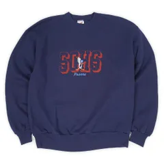 SCHS 90s 90年代 JERZEESボディ カレッジロゴ 刺繍 スウェット ロードランナー キャラクター MADE IN USA アメリカ製 ヴィンテージ 古着 メンズ スウェット トレーナー ネイビー 紺 L【中古】