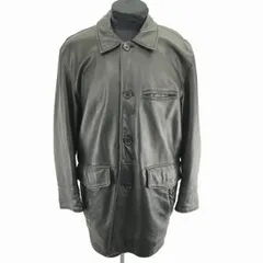 本革/ラムレザー中綿コート【M/黒】裏地キルティング/ビッグシルエット/膝上丈/内ポケット/フラップポケット/UNKNOWN DESTINATION◆BC133W<sale>