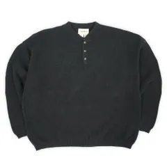 エディーバウアー Eddie Bauer 90s 90年代 ヘンリーネック コットンニット 白タグ オールド 無地 MADE IN USA アメリカ製 ヴィンテージ 古着 メンズ  セーター ブラック 黒 ビッグサイズ XXL【中古】