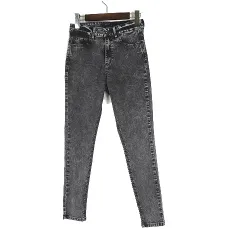 ジーナシス JEANASIS ライト デニムパンツ ジーンズ ケミカル スキニー スリム 薄手 ストレッチ M 黒 ブラック 美品