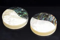 アバロンシェル 25x25mm コイン (トップ穴) ペア 2個セット ルース パワーストーン 天然石 _PR3425