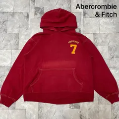 Abercrombie&Fitch アバクロ sweat hoodie スウェットパーカー プリント 刺繍 プルオーバー ワインレッド USA企画 サイズM 玉FL3888