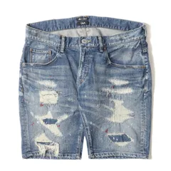 TMT パンツ サイズ:L クラッシュリペア&ペイント加工 ストレッチ デニム ショーツ STRETCH CRASH&PAINT DENIM 5P SHORTS インディゴ ボトムス ズボン ショートパンツ ジーンズ【メンズ】のサムネイル