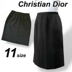 Christian Dior クリスチャンディオール レディース タイトスカート 11 膝丈 バックスリット KPP7G 1210 ストライプ グレー系 (A48)★