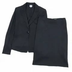 アルマーニ コレツィオーニ ARMANI COLLEZIONI ストレッチ スーツセットアップ ピークドラペル ミモレ丈スカート 黒 ブラック サイズ40 レディース▲C7のサムネイル