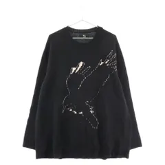 Y's (ワイズ) WOOL CROW MOTIF PULLOVER クロウジャガード ウールニットクルーネック セーター ブラック YJ-K80-153のサムネイル