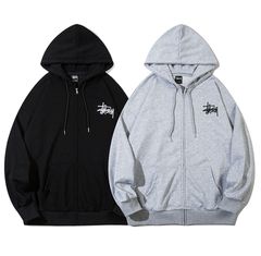 STUSSY ステューシー パーカー ジッパーのデザイン スポーツウェア ブラック&グレーのサムネイル