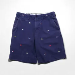 Polo by Ralph Lauren 90年代 フラッグ刺繍 チノ ショートパンツ ハーフパンツ L ネイビー 総柄