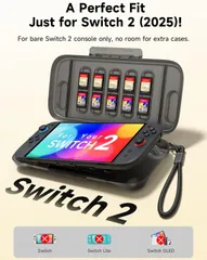 週末セール‼‼希少【携帯便利】Switch 2 (2025) 対応 保護ケース｜JSAUX ハードPCケース・全包カバー・軽量・ゲームカード10枚収納・防塵・半透明ブラック