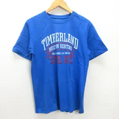 G■ティンバーランド/Timberland REGULARFIT プリントTシャツ/コットン【M】青/men's/109【中古】■