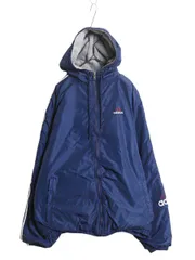 【お得なクーポン配布中!】 90s アディダス ナイロン パーカー ジャケット メンズ XL オールド adidas ジャンパー ウォームアップ 大きいサイズ 3ライン 中綿 ライナー