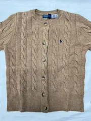 Polo Ralph Lauren ラルフ ローレン 長袖 ケーブルニット カーディガン クルーネック アウトレット セーター ベージュ  Ⅼサイズ