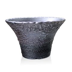 【未使用】盆栽鉢 6号 ソリ型 銀彩 グレー 黒 信楽焼 山野草 観葉植物 アガベ 塊根 コーデックス サボテン 陶器 小品 小さい 深め 約18.5センチ 植木鉢 うめきち盆栽用品店